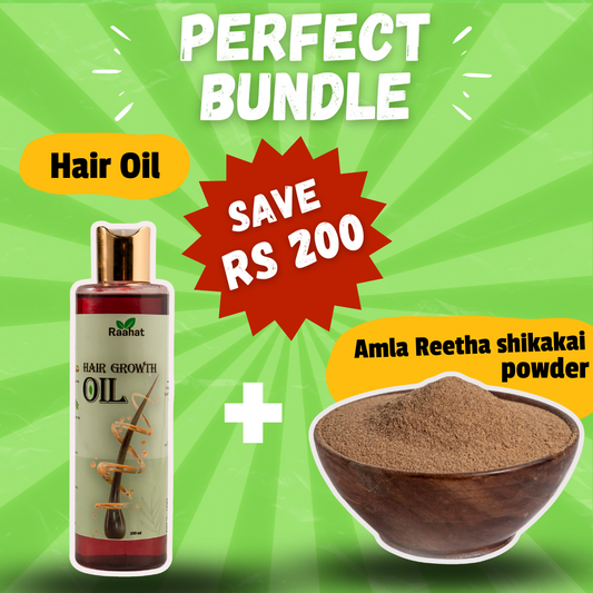 Hair Oil + Amla Reetha Shikakai mix Powder (100 Grams)